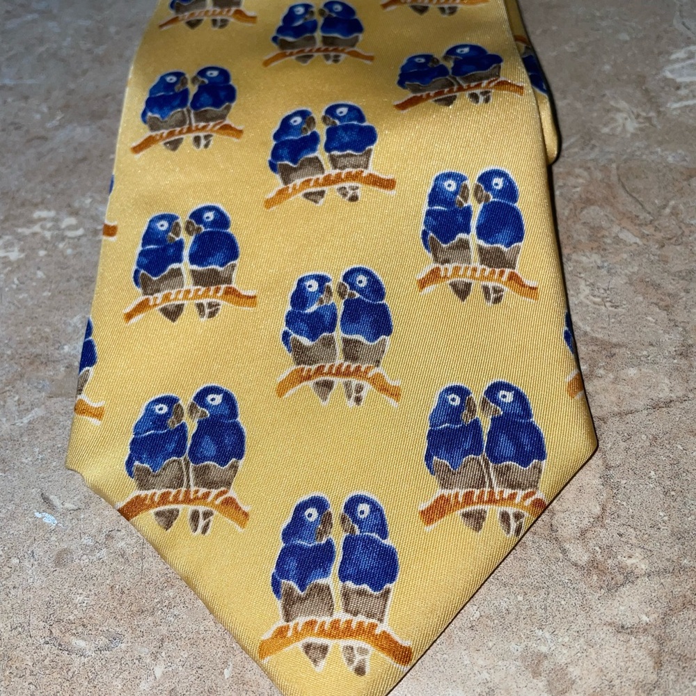 Lands' End Blue Bird Pattern Tie